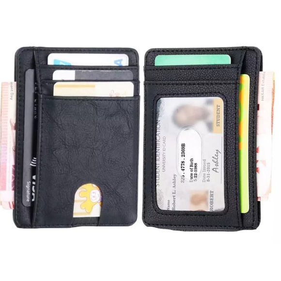 Slim RFID Blocking Vegan Leather Wallet Credit ID - Picture 6 of 16